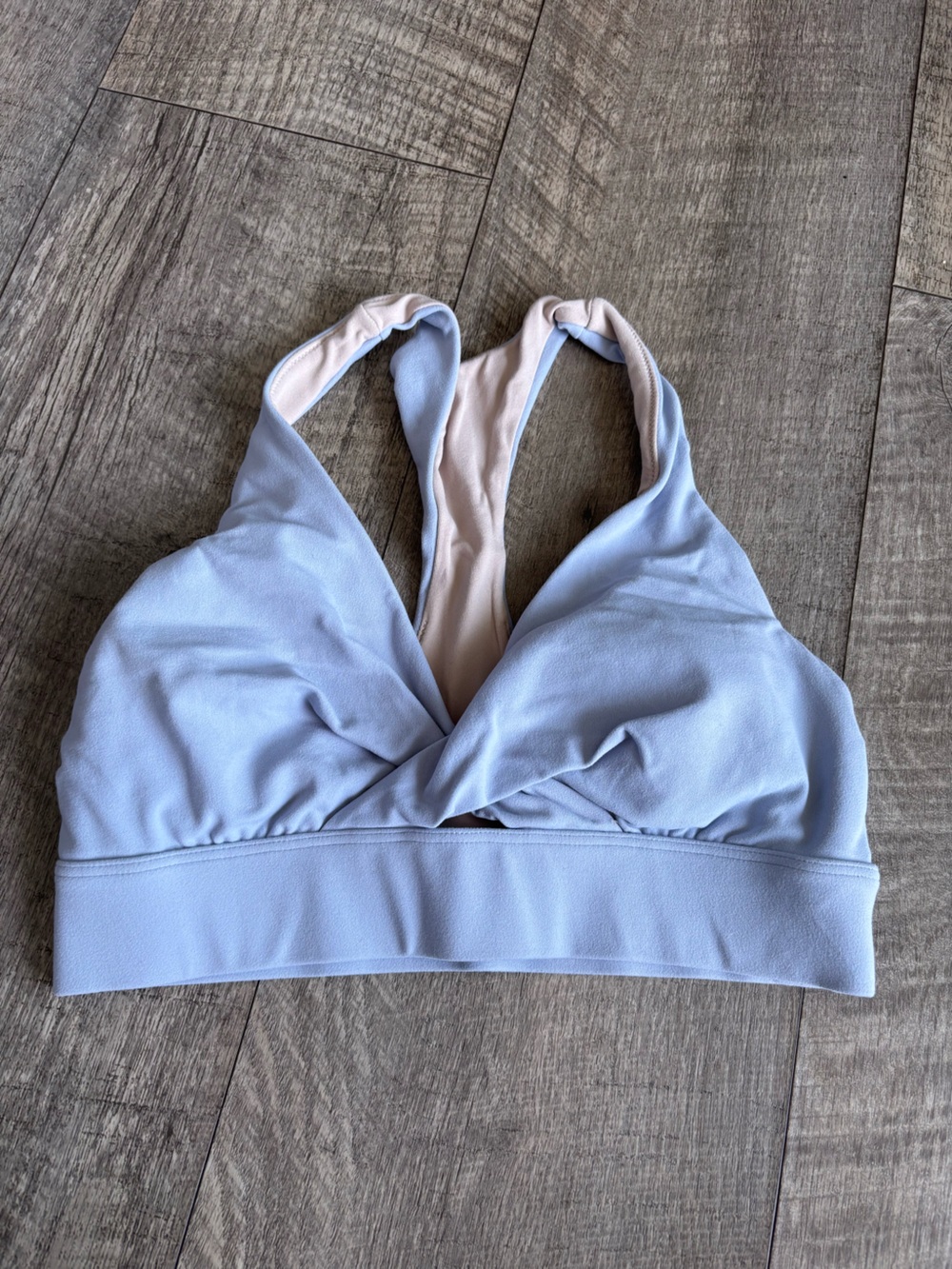 lululemon athletica Pale Blue Sports Bra with Soft Pink Lining